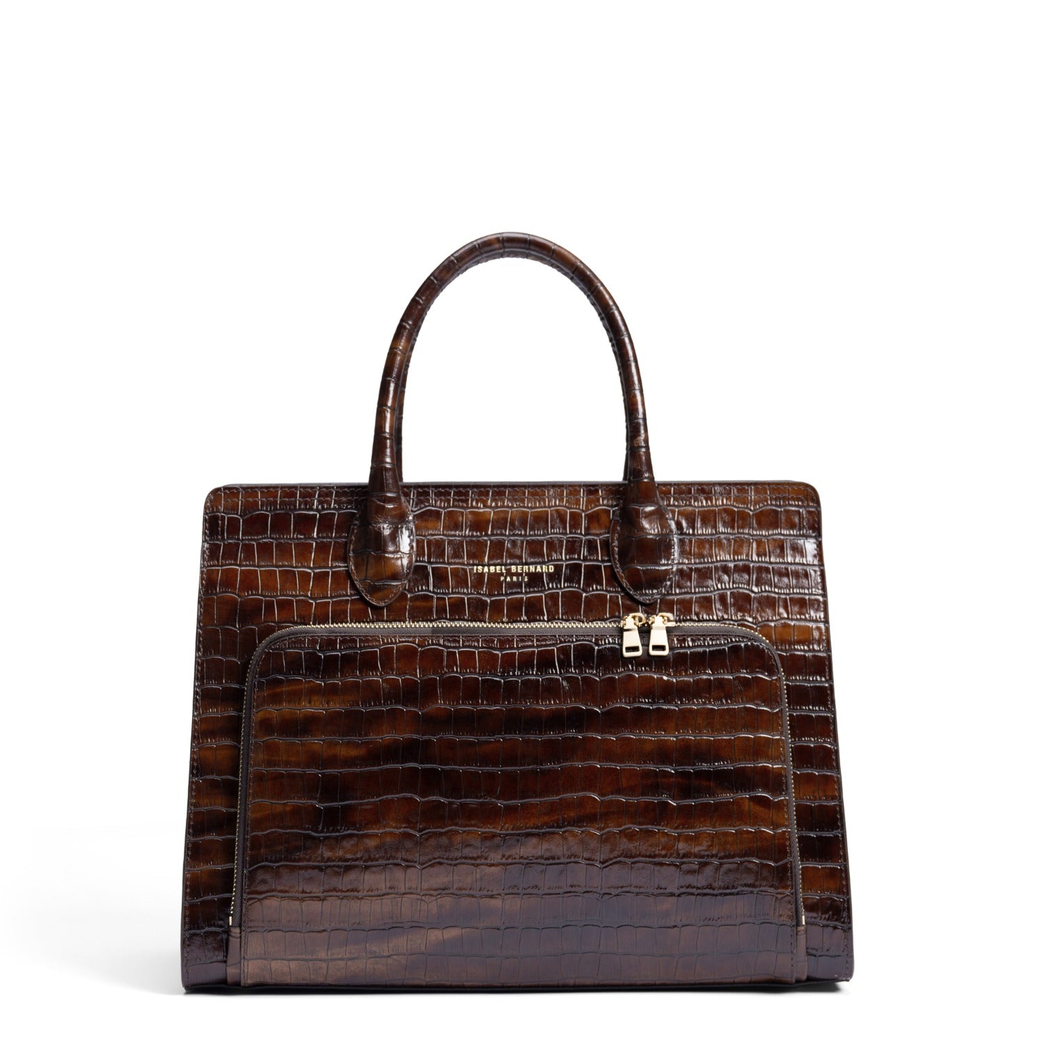 Honoré Nadine croco brown calfskin leather handbag with 13 inch