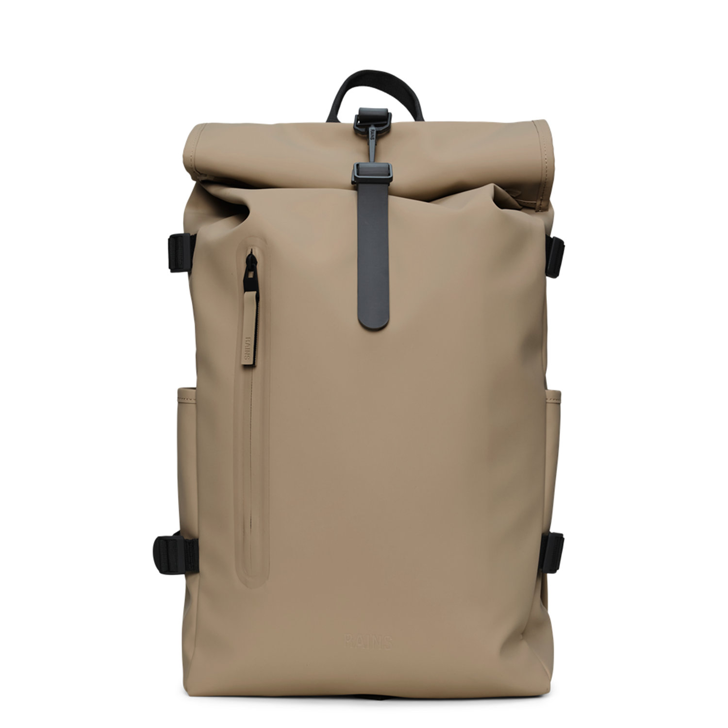 rains beige backpack Rains Beige Rolltop Backpack Large Polyester Bag R14590-133