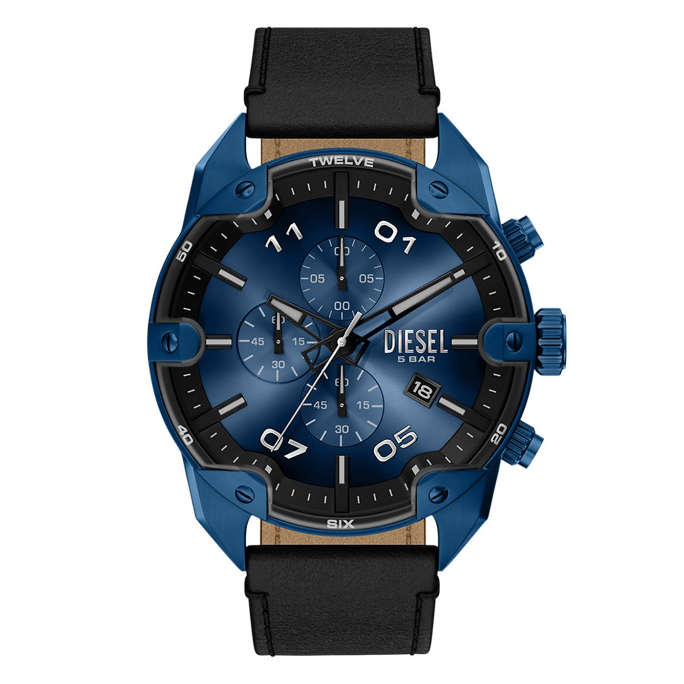 Spiked Round Dark Blue Dial Watch DZ4703