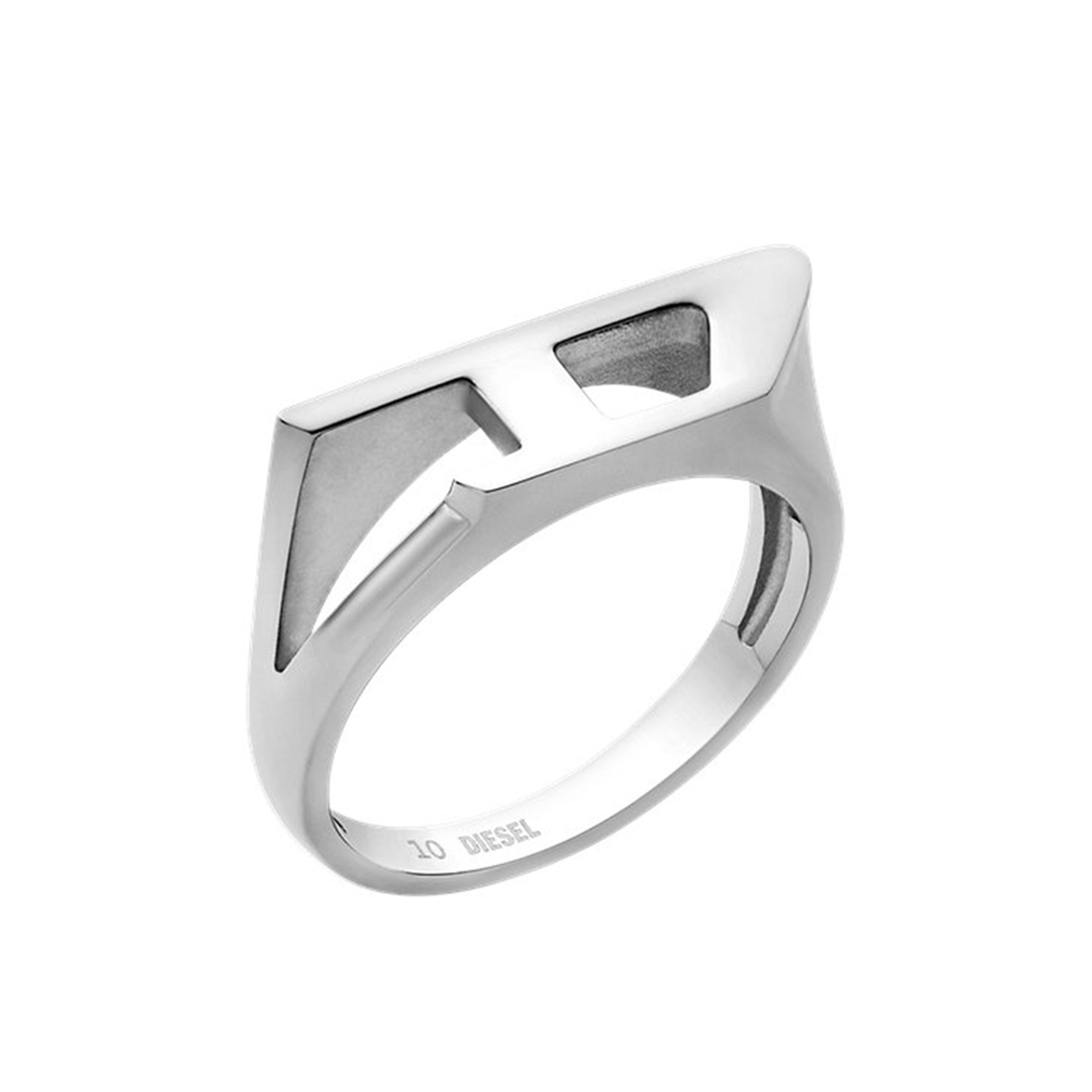 アクセサリー DIESEL STEEL RING LOGO SILVER Y2K 10 D Logo Silver Stainless Steel Ring DX16380407