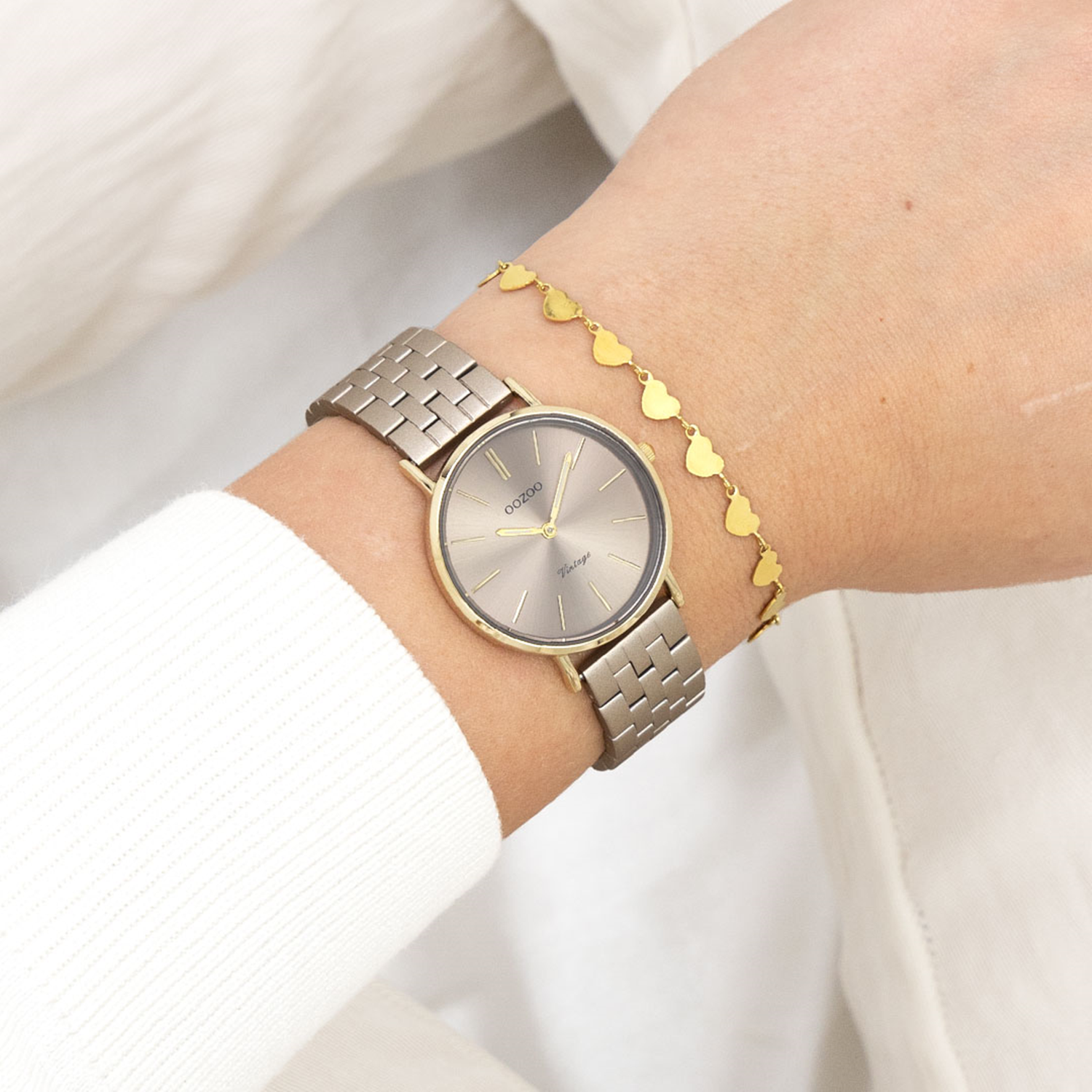 OOZOO Vintage Gold and Taupe Women's Watch C20409