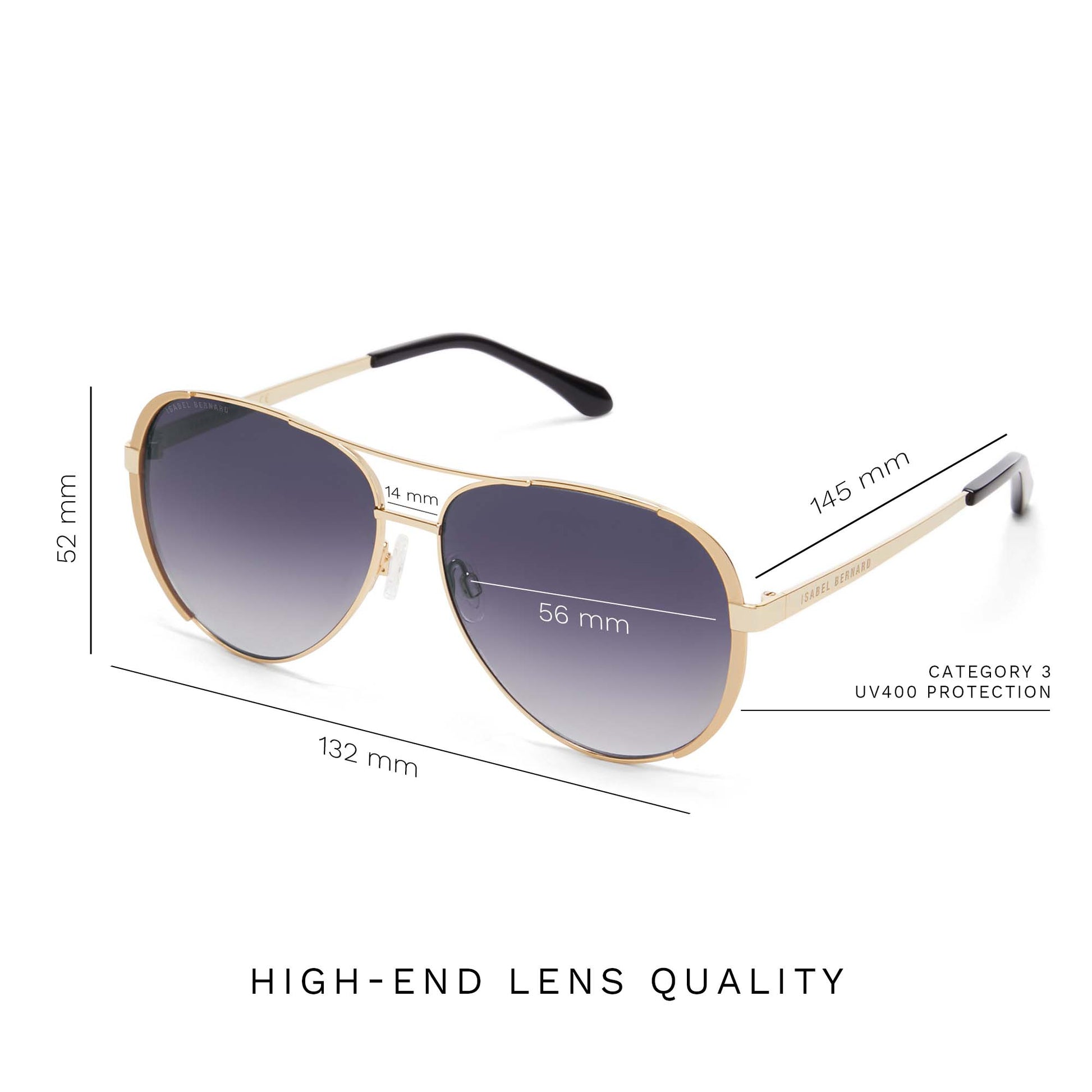 Isabel Bernard La Villette Ruby Gold-coloured Aviator Sunglasses IB400004-15-01