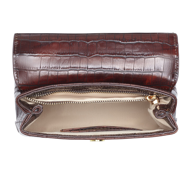 Isabel Bernard Femme Forte Heline Croco Brown Handbag IB21013-zoom-
