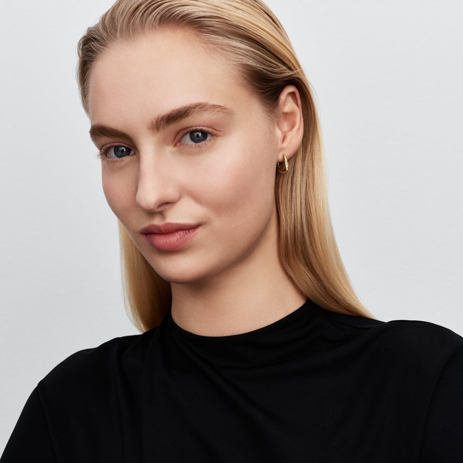 Pandora Essence Gold Plated Cubic Zirconia Organically Shaped Stone-Set Hoop Earrings 264663C01