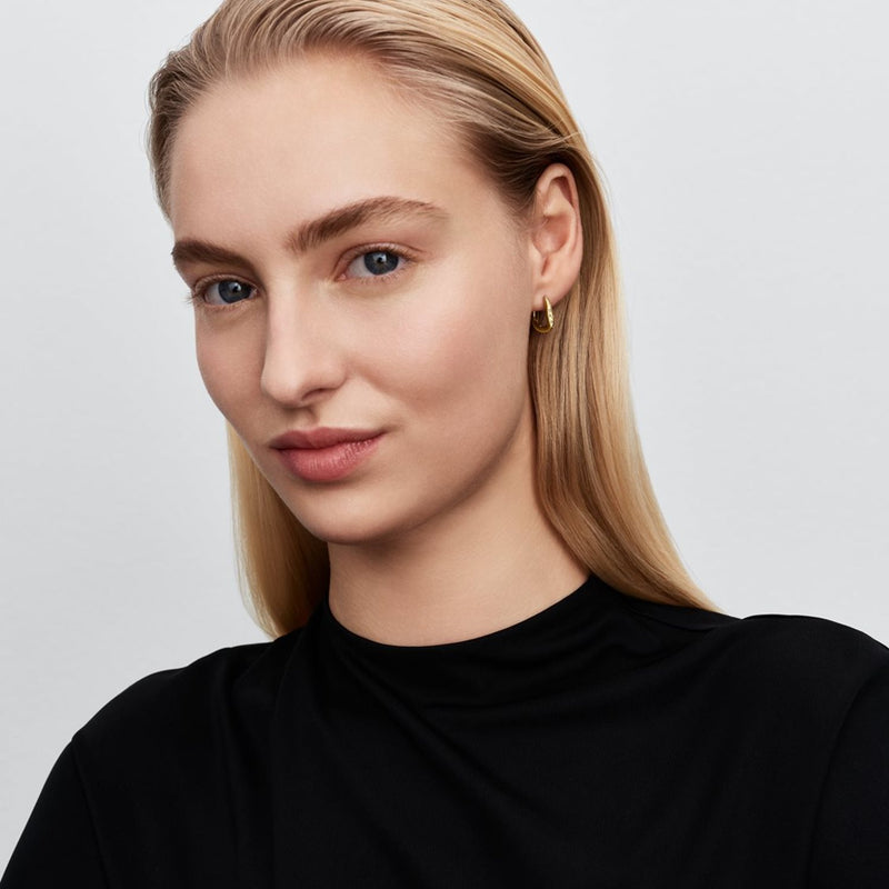 Pandora Essence Gold Plated Cubic Zirconia Organically Shaped Stone-Set Hoop Earrings 264663C01-zoom-