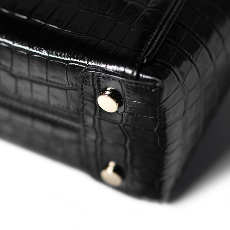 Isabel Bernard Honoré Cloe Mini Croco Black Calfskin Leather Handbag IB21124-201-zoom-