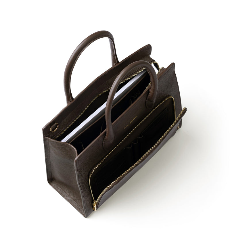Isabel Bernard Honoré Nadine dark brown calfskin leather handbag with 13 inch laptop compartment IB25110-031-13-zoom-