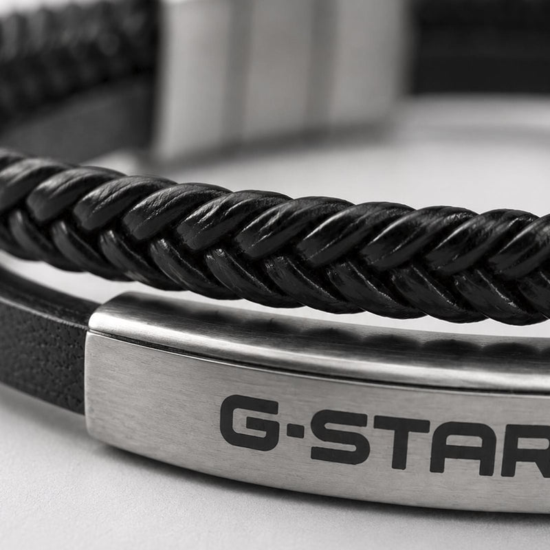 G-STAR Tether02P Black Leather Bracelet GSJ.109.01-zoom-