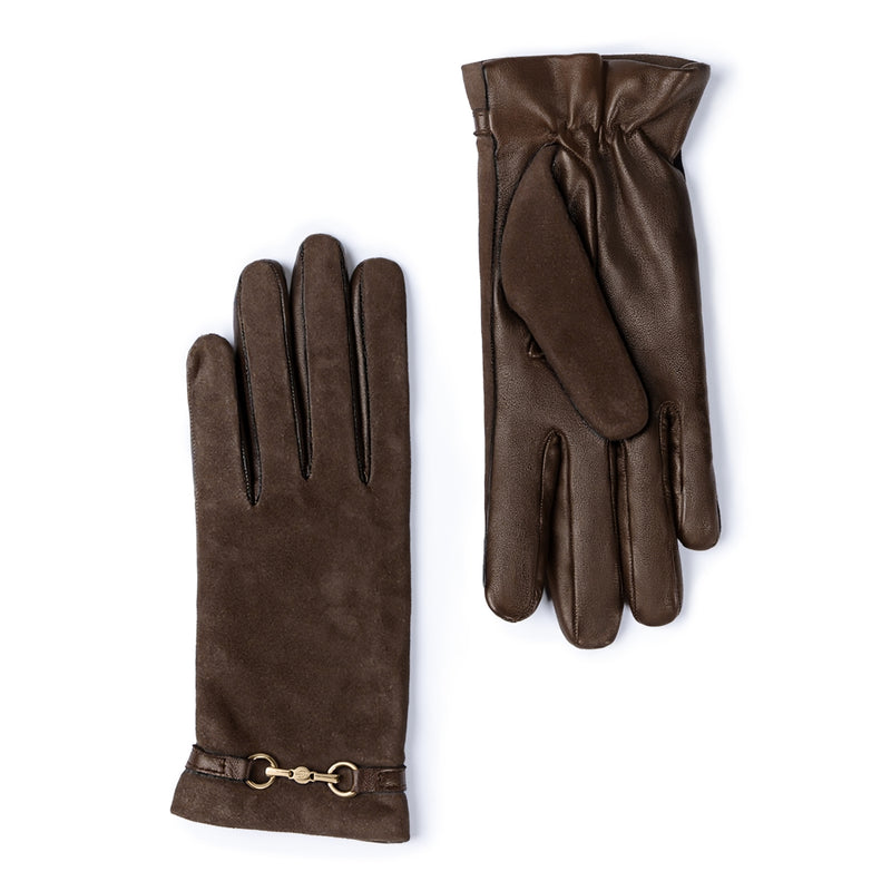 Isabel Bernard Honoré Marcelia dark brown goatskin suéde leather gloves IB67001-131-6.5-zoom-