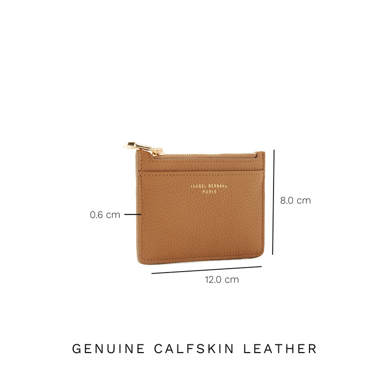 Isabel Bernard Honoré Aveline camel Leather Card Holder made of Calfskin IB27020-zoom-
