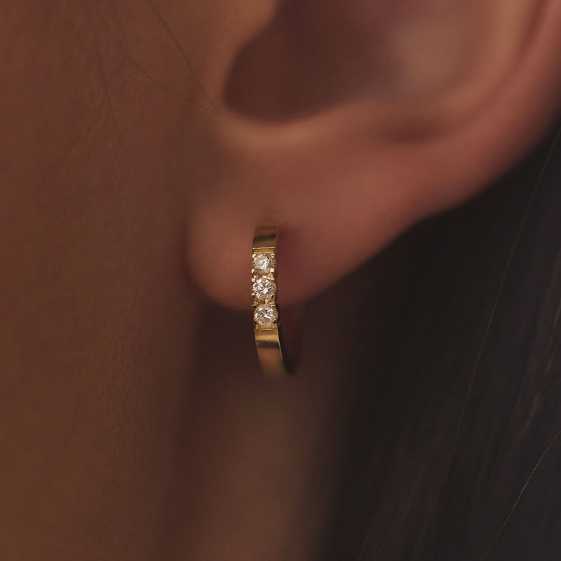 Isabel Bernard De la Paix Madeline 14 Carat Golden Hoop Earrings | diamond 0.15 ct | IBD360018-zoom-
