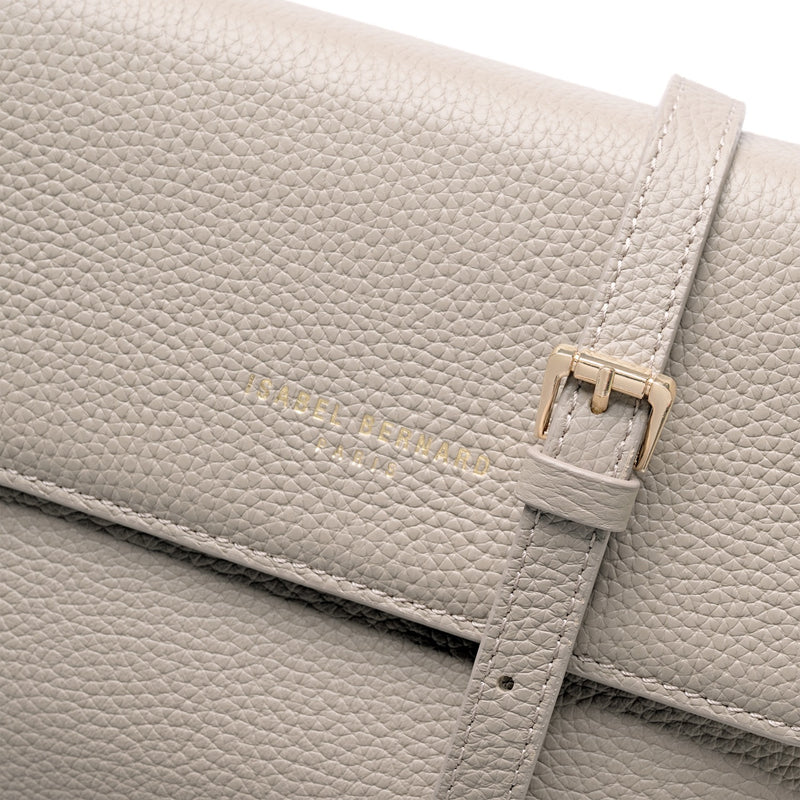 Isabel Bernard Femme Forte Heline Taupe Leather Handbag made of Calfskin IB21039-zoom-