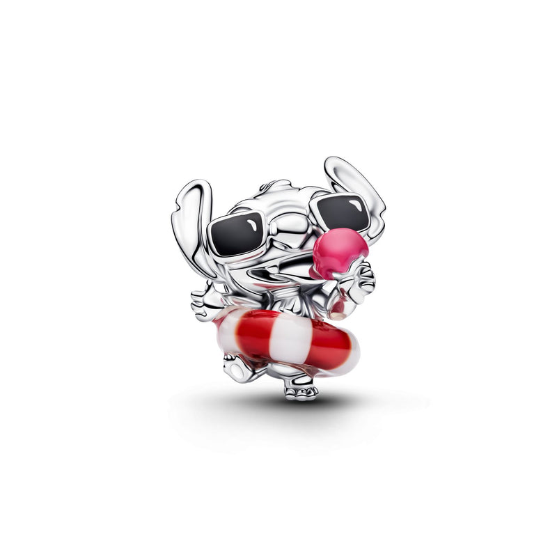 Pandora Disney 925 Sterling Silver Murano Glass and Enamel Disney Stitch Summer Fun Charm 794642C01-zoom-