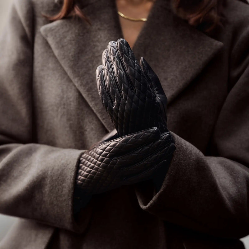 Isabel Bernard Honoré Rosette black goatskin leather gloves IB67002-301-6.5-zoom-