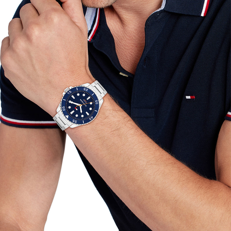 Tommy Hilfiger Oceanic Silver and Blue Men's Watch TH1792202-zoom-