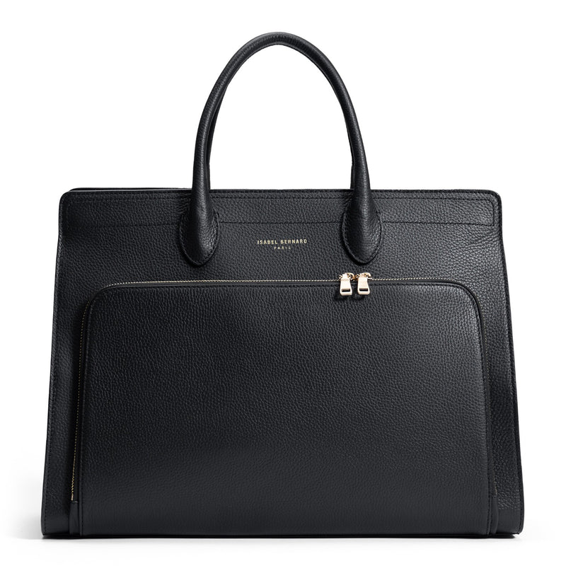 Isabel Bernard Honoré Nadine Black Leather Handbag made of Calfskin IB25032-zoom-