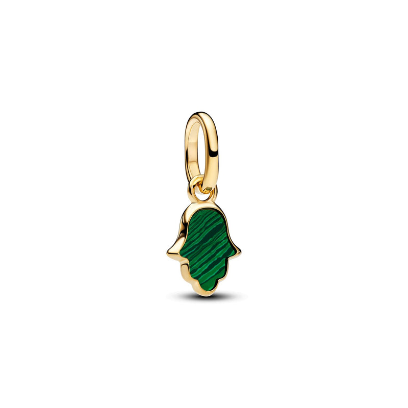 Pandora ME Gold Plated Green Hamsa Hand Mini Dangle Charm 764612C01-zoom-