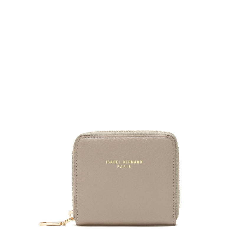 Isabel Bernard Honoré Jules Taupe Leather Zip Wallet made of Calfskin IB23018-zoom-