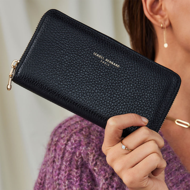 Isabel Bernard Honoré Léa Black Zip Wallet IB23001-zoom-