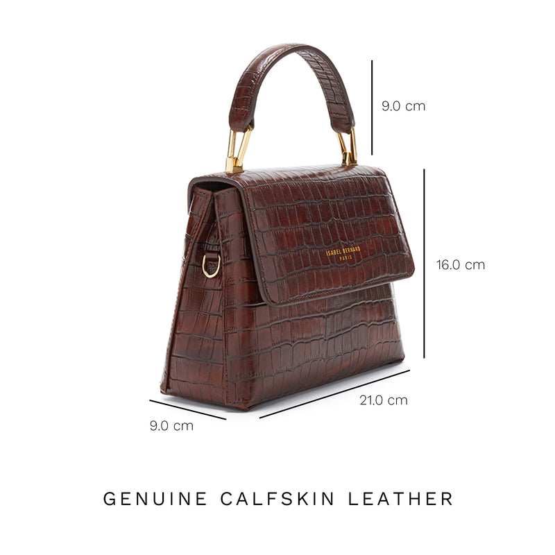 Isabel Bernard Femme Forte Heline Croco Brown Handbag IB21013-zoom-