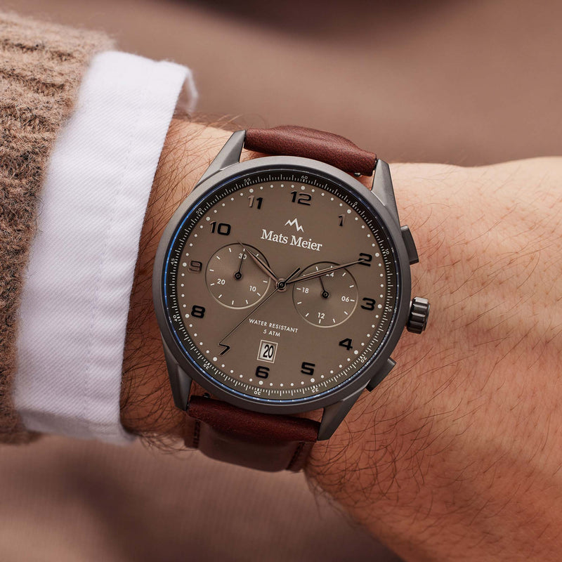 Mats Meier Mont Vélan Chrono Grijs/Brown Watch MM10005-zoom-