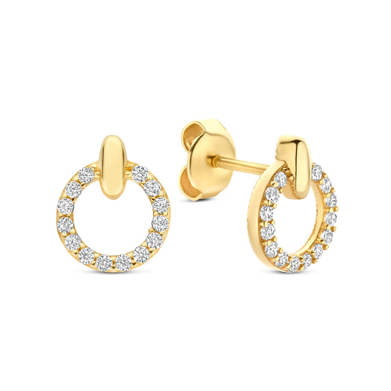 Beloro Jewels Monte Napoleone Irene 9 karat gold ear studs with zirconia stones  BO360124-zoom-