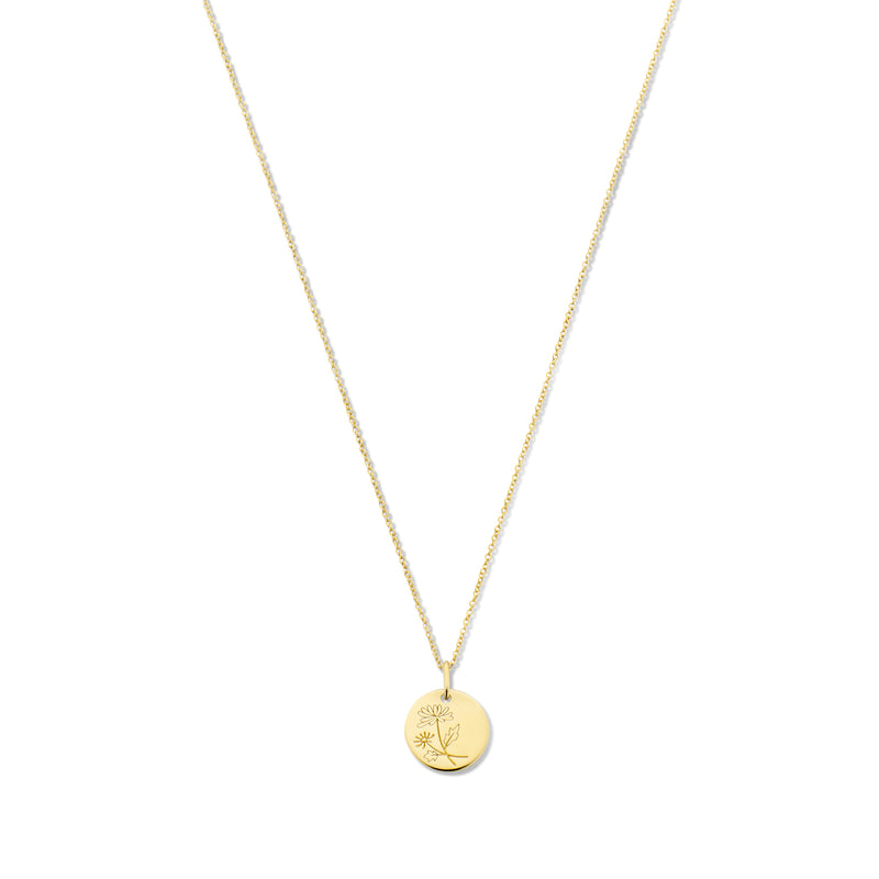 Violet Hamden Venus 925 Sterling Silver Gold-coloured Necklace with Birthflower VH340025-AUG-zoom-