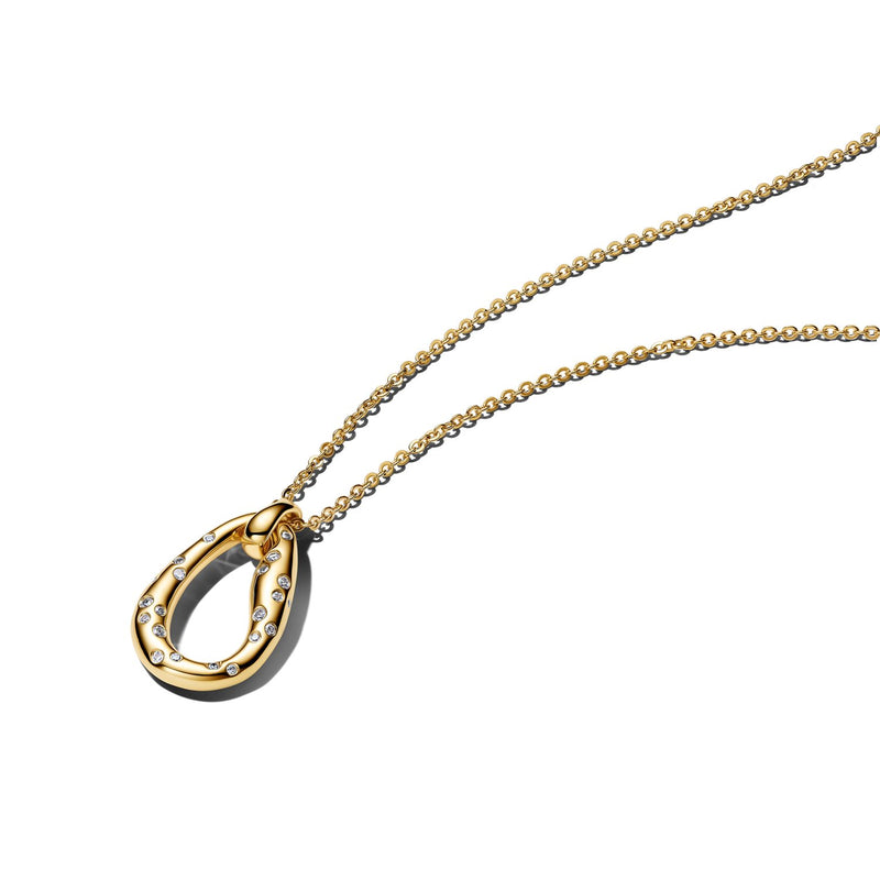 Pandora Essence Gold Plated Organically Shaped Stone-Set Pendant Necklace 364666C01-45-zoom-