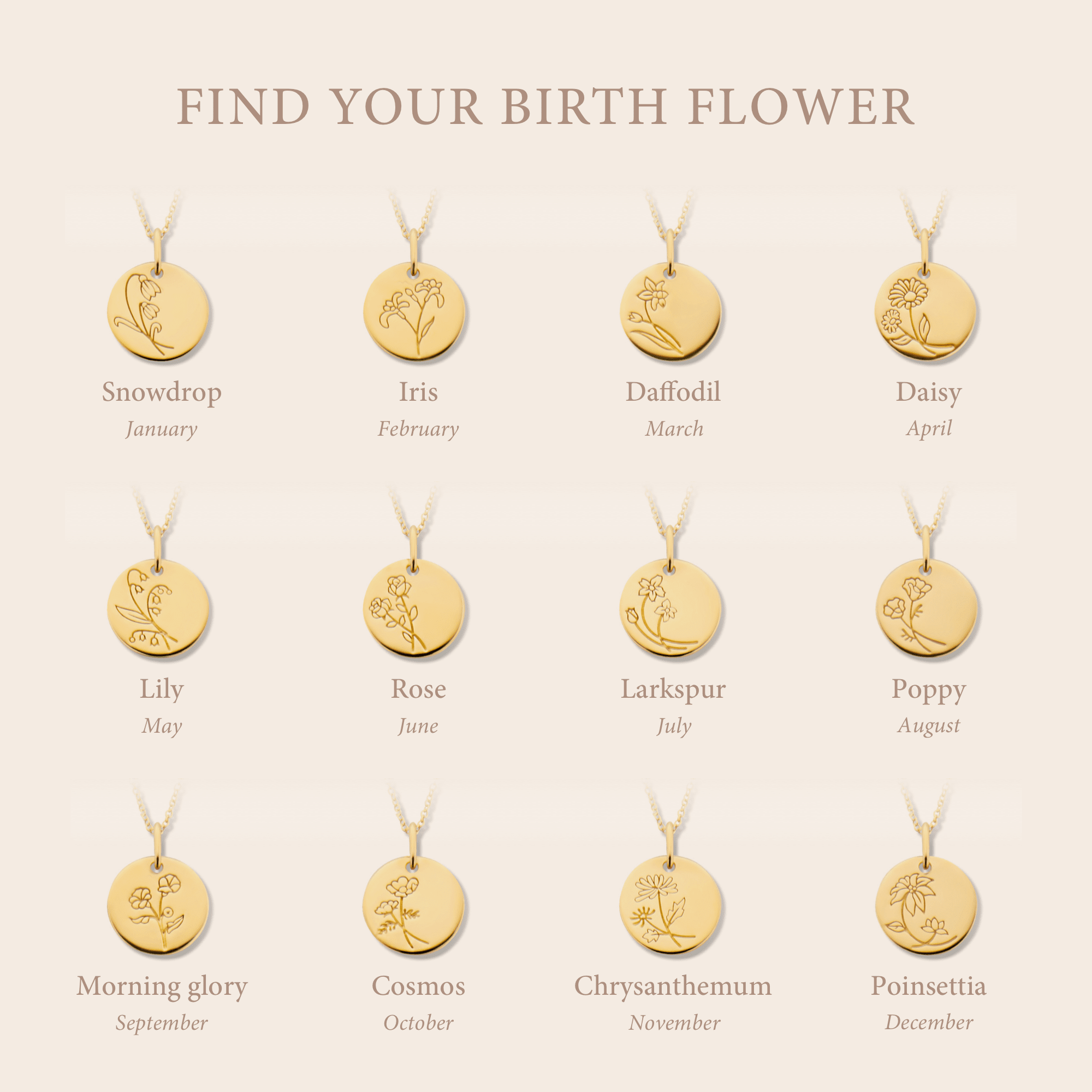 Violet Hamden Venus 925 Sterling Silver Gold-coloured Necklace with Birthflower VH340025-SEP