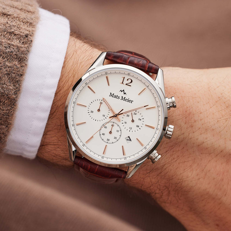 Mats Meier Grand Cornier Chrono White/Brown Watch MM00105-zoom-
