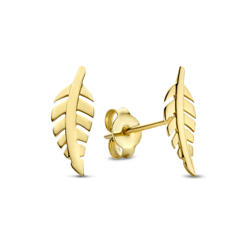 Isabel Bernard Cadeau d'Isabel 14 karat gold necklace and ear studs gift set with feather IB90186-zoom-