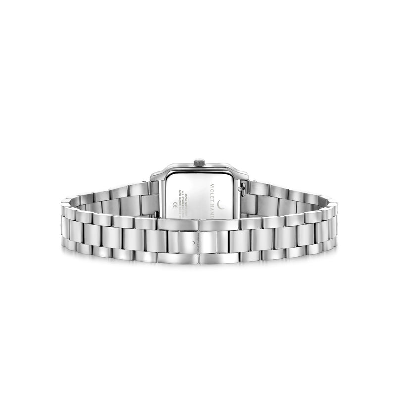 Violet Hamden Dawn Base Square Women's Watch Silver Coloured and Black VH09042-zoom-