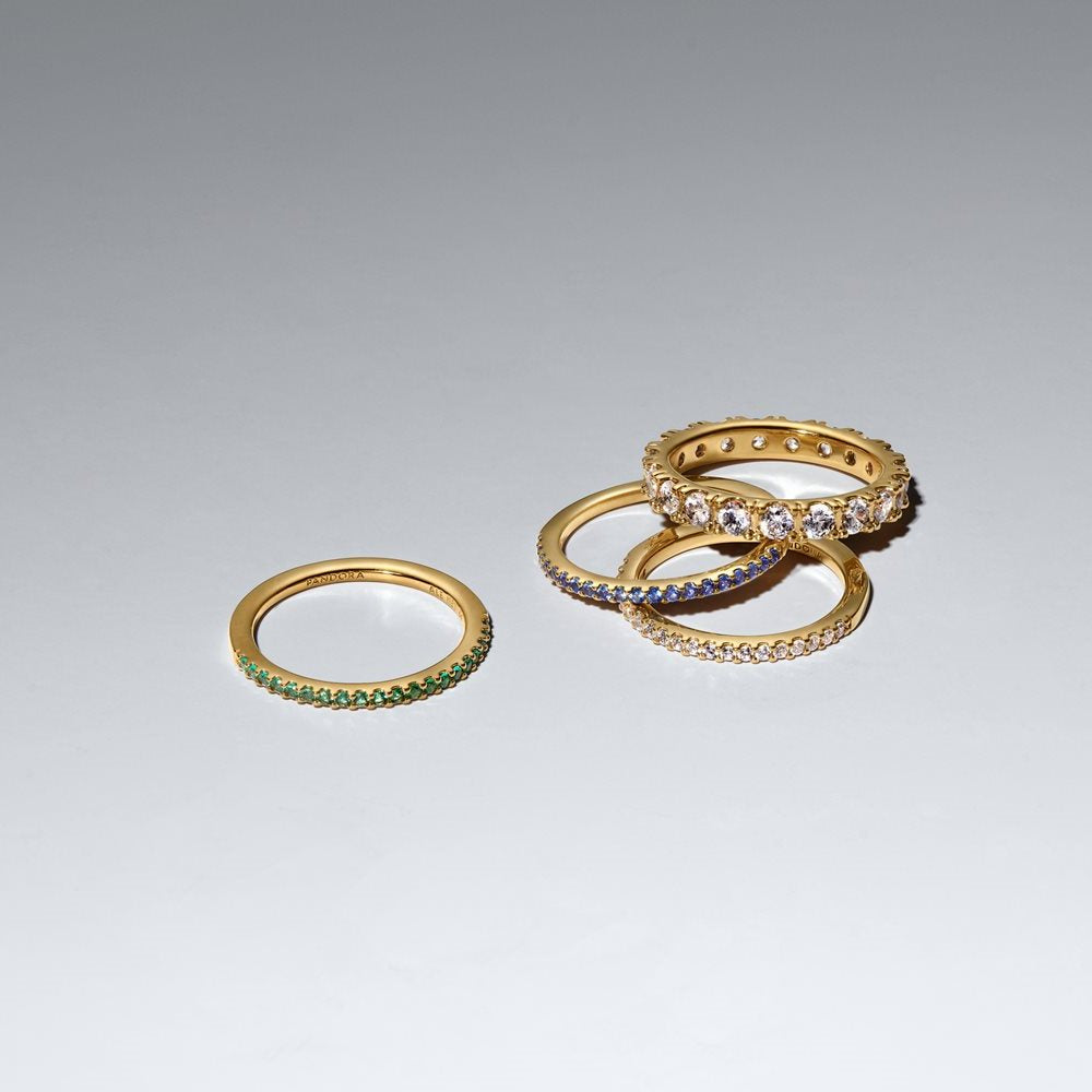 Pandora Timeless Gold Plated Sparkling Green Half-Eternity Band Ring 162999C03