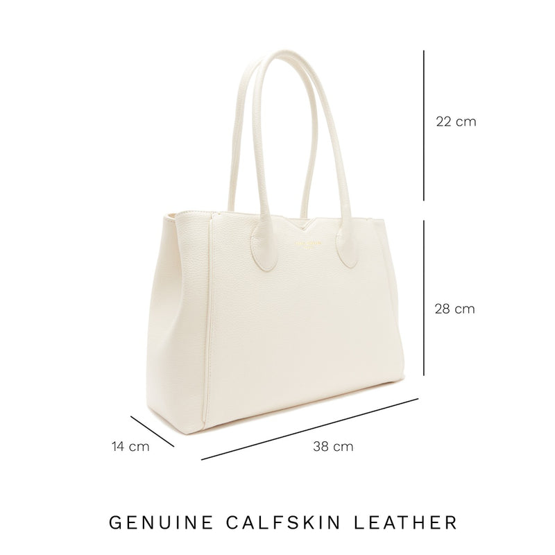 Isabel Bernard Honoré Cloe Crème Calfskin Leather Handbag IB25077-zoom-