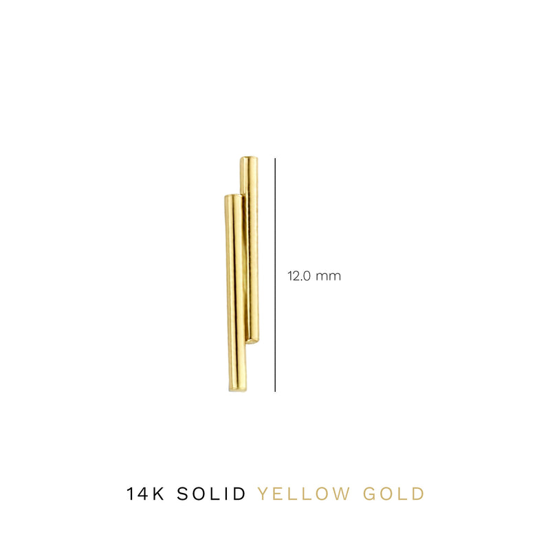 Isabel Bernard 14 Carat Golden Le Marais Double Tube Ear Studs IB360058-zoom-