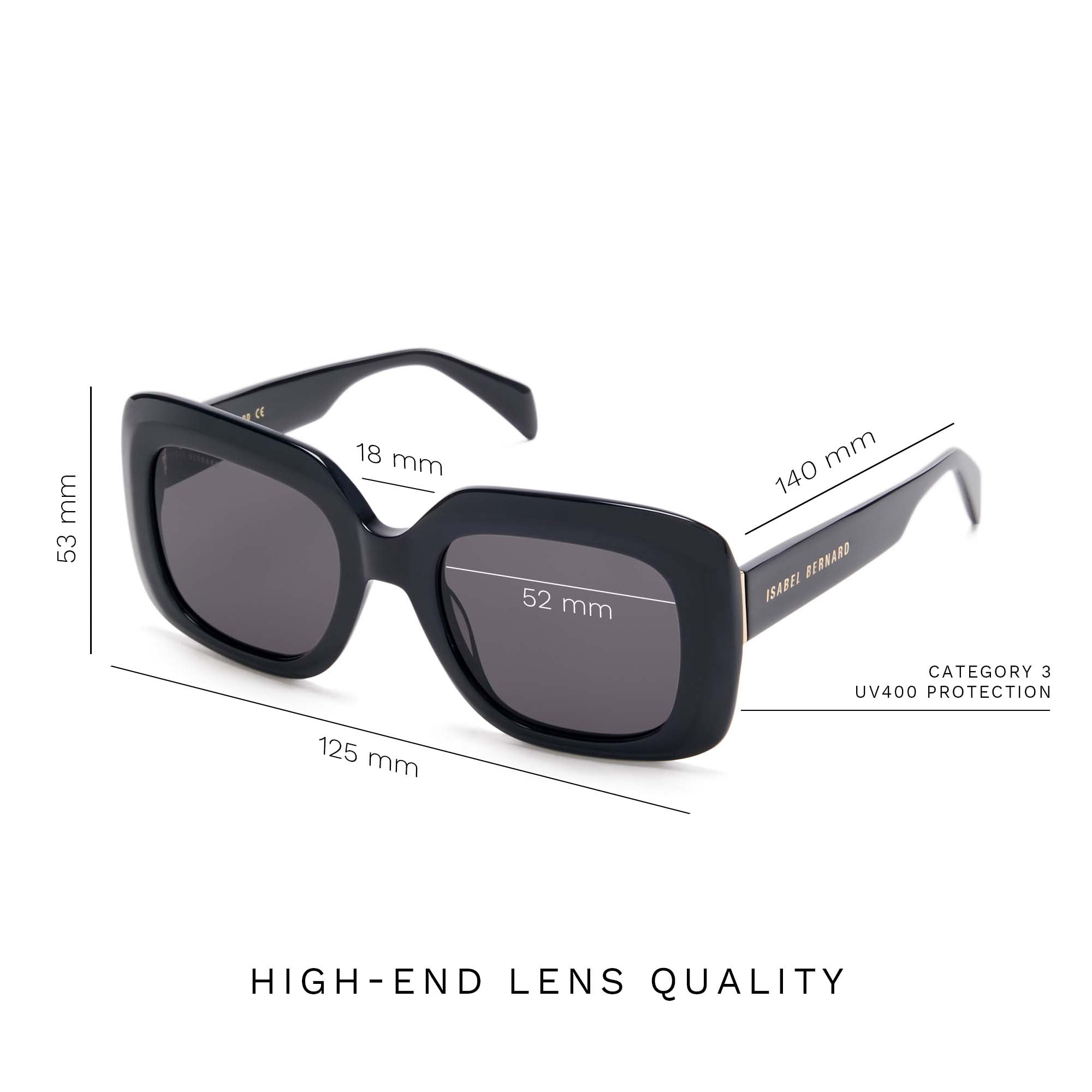 Isabel Bernard La Villette Rive Black Vierkante Sunglasses IB400003-01-01