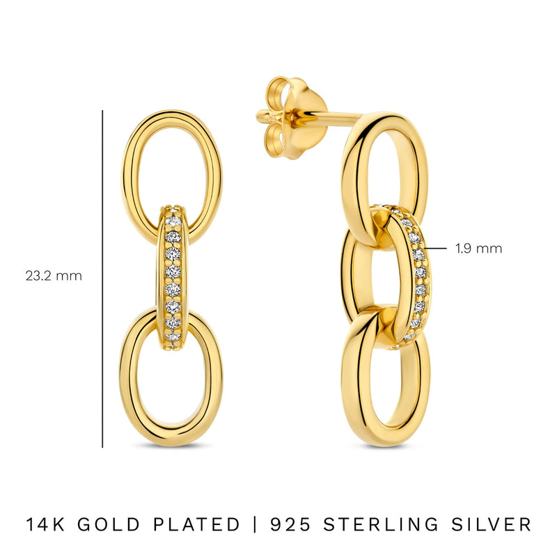 Parte Di Me Bibbiena Poppi Clara 925 Sterling Silver Gold Plated Drop Earrings PDM36192-zoom-