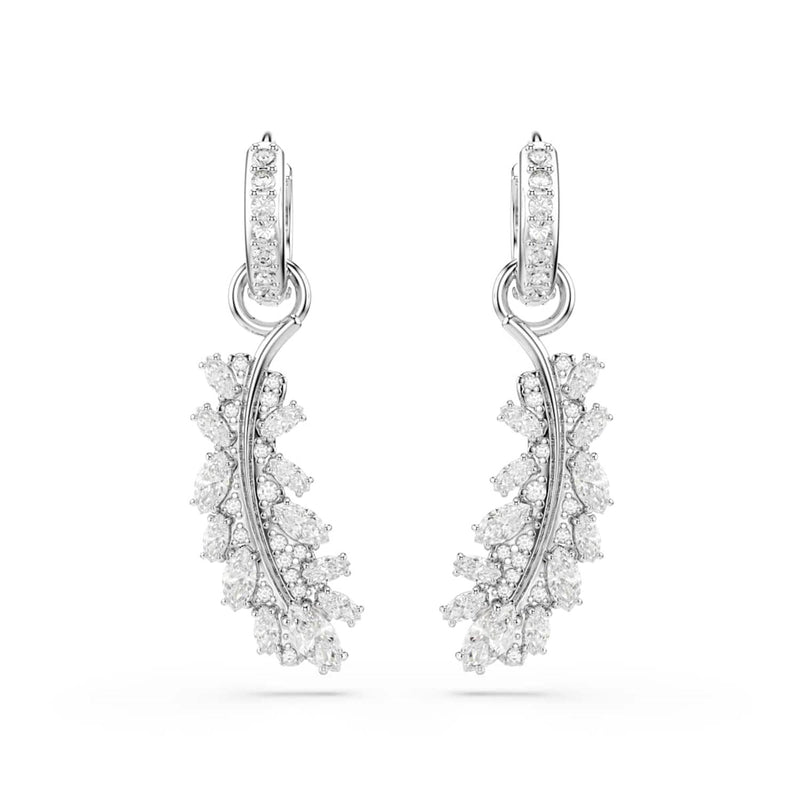 Swarovski Vienna Feather Silver-Tone Earrings 5754272-zoom-