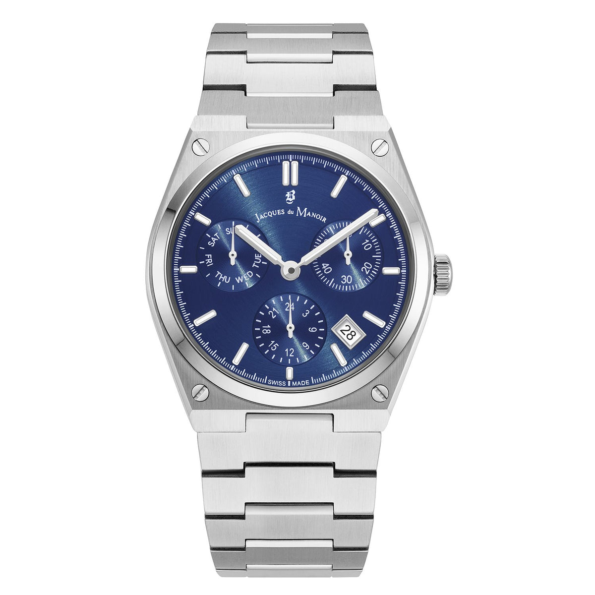 Jacques du Manoir Horizon Gents Multifunction Silver-Coloured Stainless Steel Men's Watch JWN05703