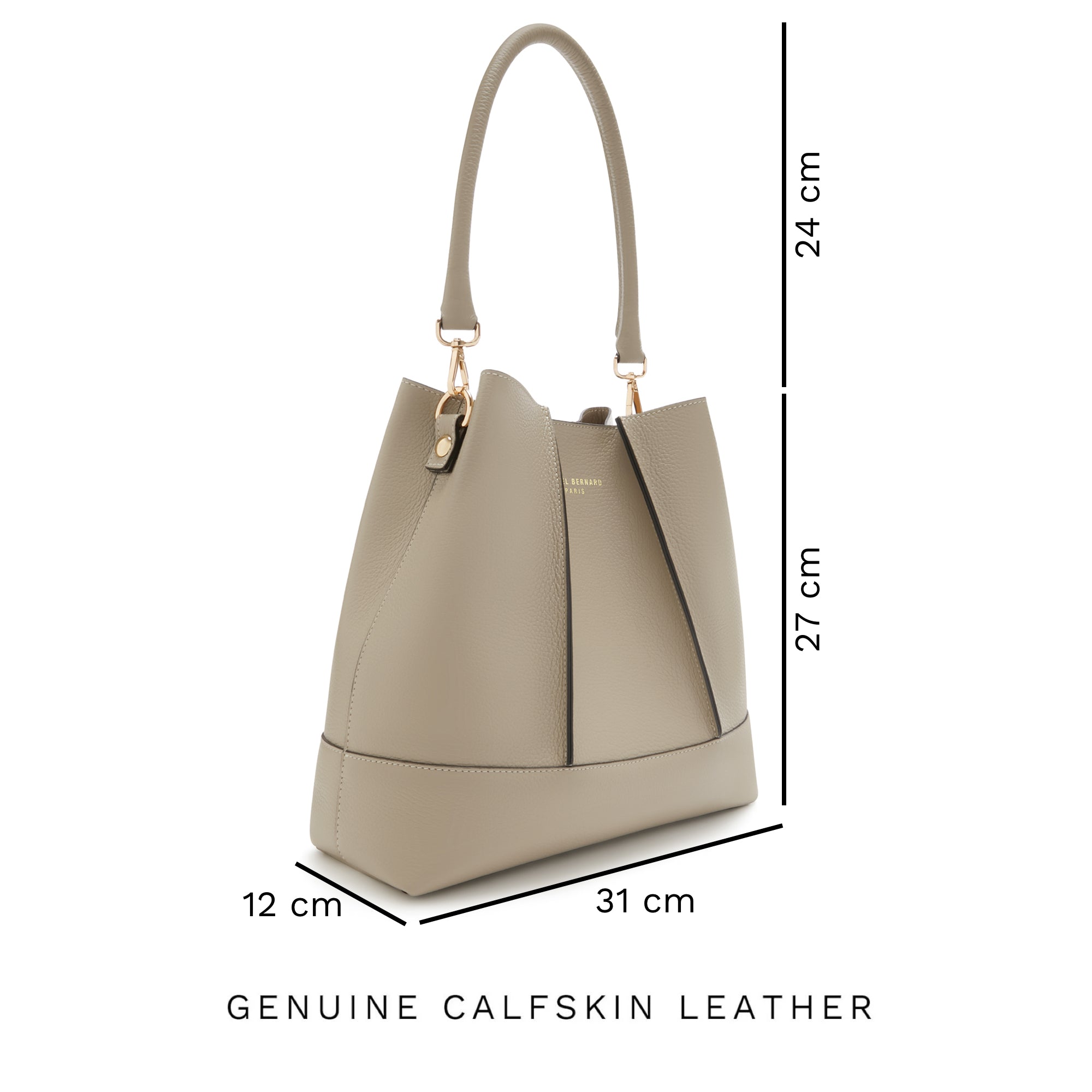 Isabel Bernard Femme Forte Macie Taupe Calfskin Shoulder Bag IB25074-078