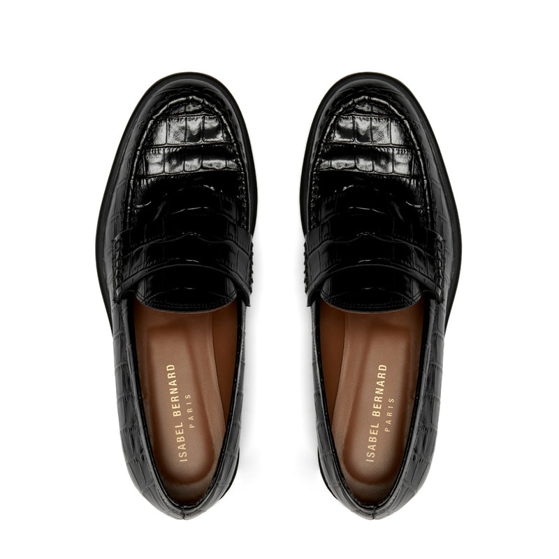 Isabel Bernard Vendôme Blandine croco black calfskin leather loafers IB51015-201-38-zoom-