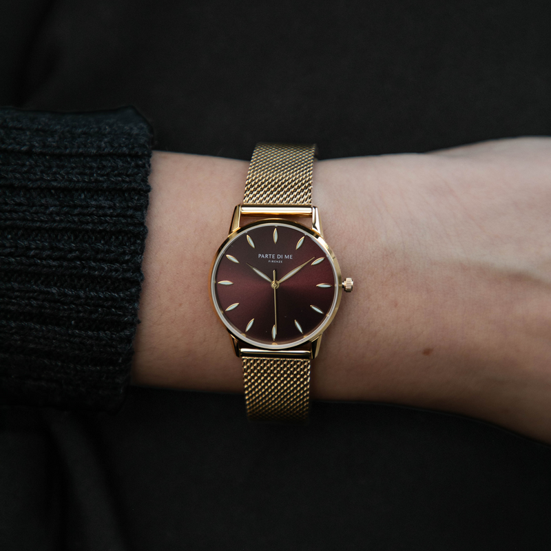 Parte Di Me Orologio round ladies watch gold coloured and dark brown PDM09055-zoom-