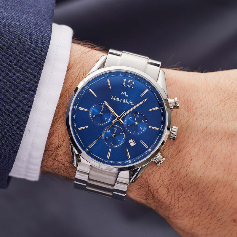 Mats Meier Grand Cornier Chrono Blue/Silver Coloured Watch MM00108-zoom-