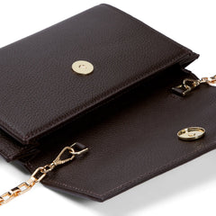 Isabel Bernard Honoré Lina Dark Brown Clutch With Detachable Shoulder Chain IB21135-031