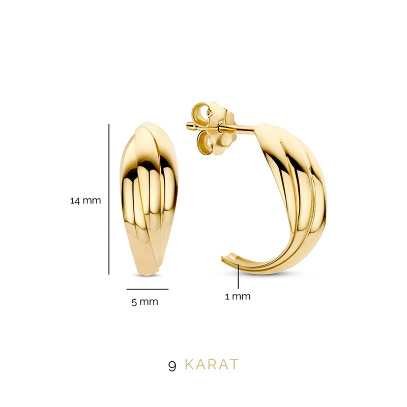 Beloro Jewels Della Spiga Emilia 9 carat gold Hoop Earrings BO360033-zoom-
