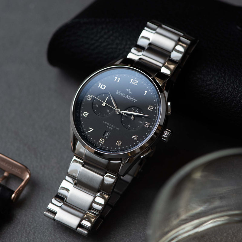 Mats Meier Mont Vélan Chrono Black/Silver Coloured Watch MM10004-zoom-