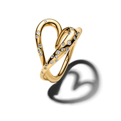 Pandora Essence Gold Plated Organically Shaped Stone-Set Heart Ring 164675C01