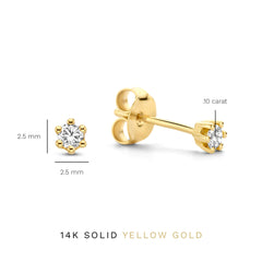 Isabel Bernard De la Paix Emily 14 Carat Golden Ear Studs | diamond 0.10 ct | IBD360007