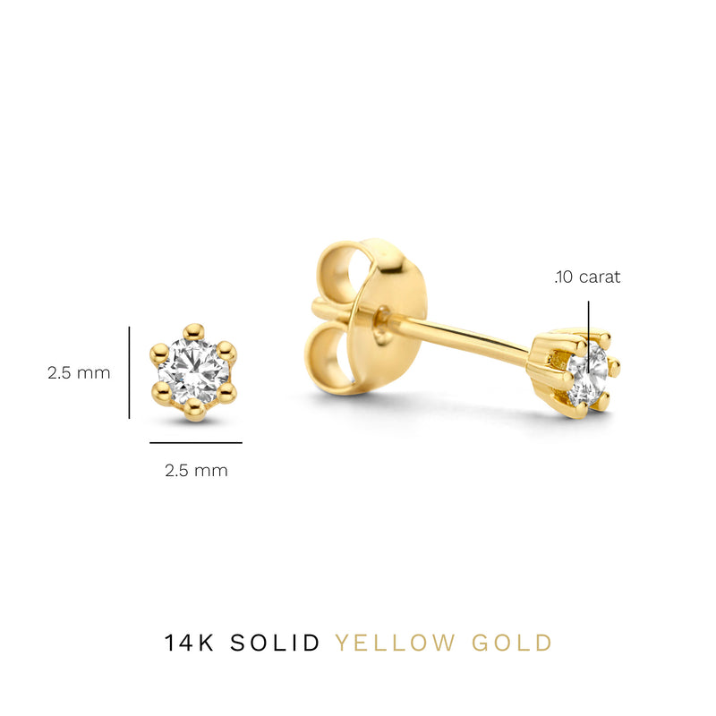 Isabel Bernard De la Paix Emily 14 Carat Golden Ear Studs | diamond 0.10 ct | IBD360007-zoom-