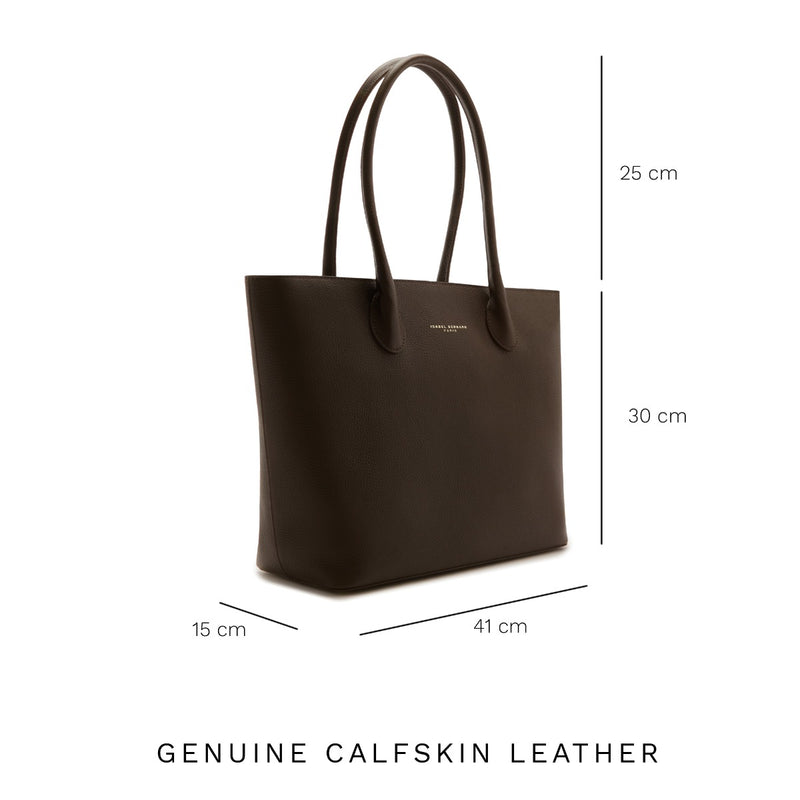 Isabel Bernard Honoré Lysanne Brown Calfskin Leather Shopper IB25089-zoom-